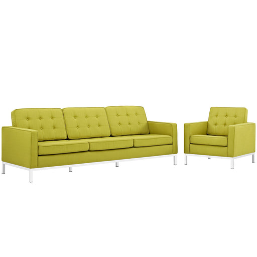 Loft Living Room Set Upholstered Fabric Set of 2 2443-WHE-SET