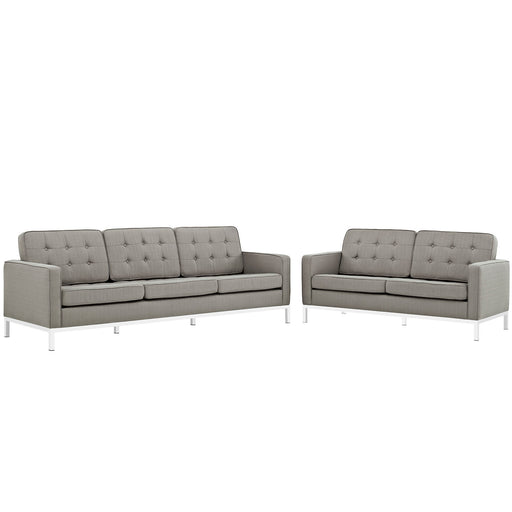 Loft Living Room Set Upholstered Fabric Set of 2 2444-GRA-SET