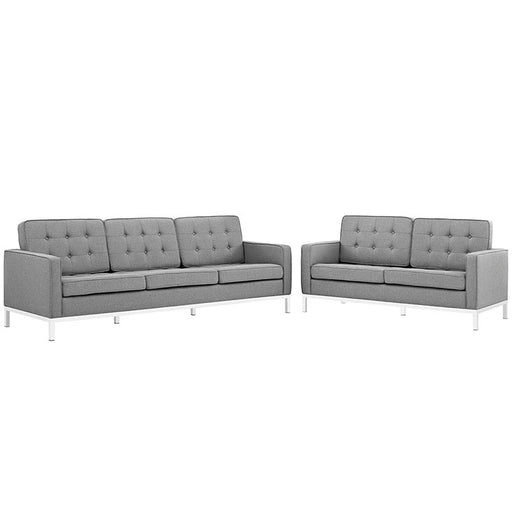 Loft Living Room Set Upholstered Fabric Set of 2 2444-LGR-SET