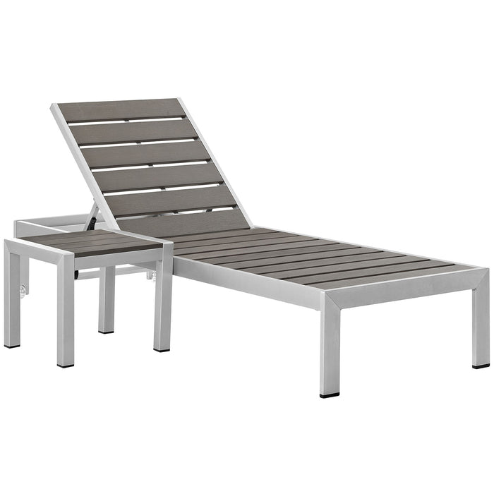 Shore 2 Piece Outdoor Patio Aluminum Set 2465-SLV-GRY-SET