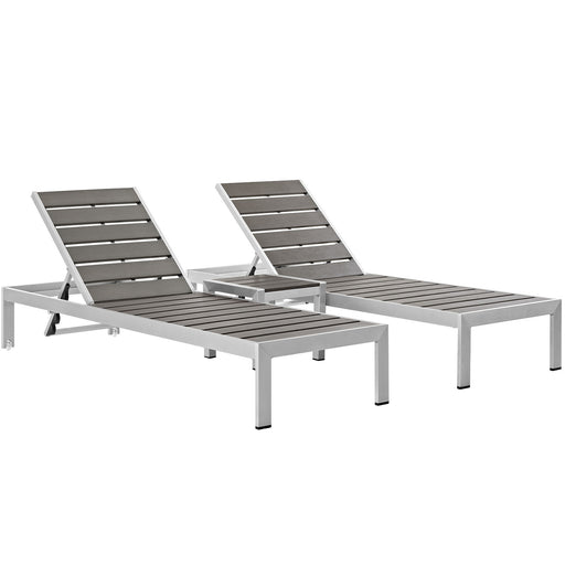 Shore 3 Piece Outdoor Patio Aluminum Set 2466-SLV-GRY-SET