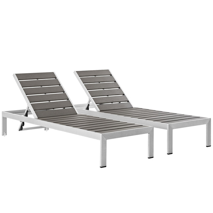 Shore Chaise Outdoor Patio Aluminum 
Set of 2 2467-SLV-GRY-SET