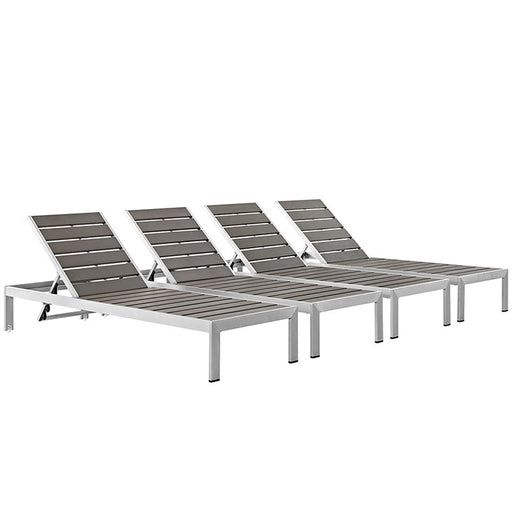 Shore Set of 4 Outdoor Patio Aluminum Chaise 2468-SLV-GRY-SET