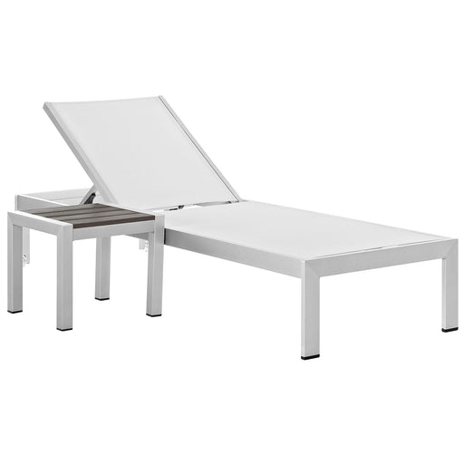 Shore 2 Piece Outdoor Patio Aluminum Set 2470-SLV-WHI-SET