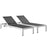 Shore Set of 2 Outdoor Patio Aluminum Chaise 2472-SLV-BLK-SET