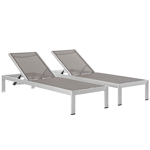 Shore Set of 2 Outdoor Patio Aluminum Chaise 2472-SLV-GRY-SET