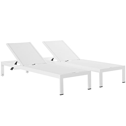 Shore Set of 2 Outdoor Patio Aluminum Chaise 2472-WHI-WHI-SET