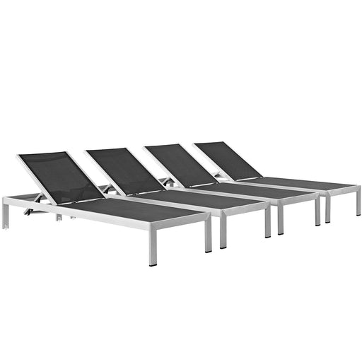 Shore Chaise Outdoor Patio Aluminum 
Set of 4 2473-SLV-BLK-SET