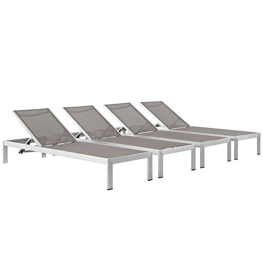 Shore Set of 4 Outdoor Patio Aluminum Chaise 2473-SLV-GRY-SET