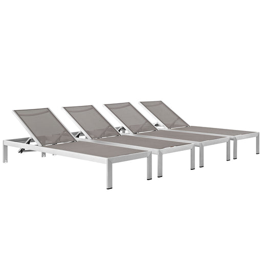 Shore Chaise Outdoor Patio Aluminum 
Set of 4 2473-SLV-GRY-SET