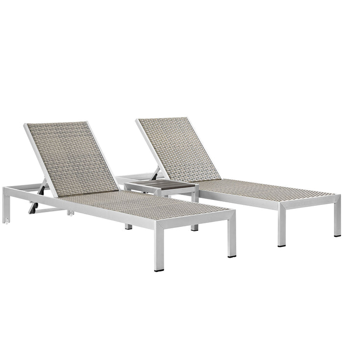 Shore 3 Piece Outdoor Patio Aluminum Set 2476-SLV-GRY-SET