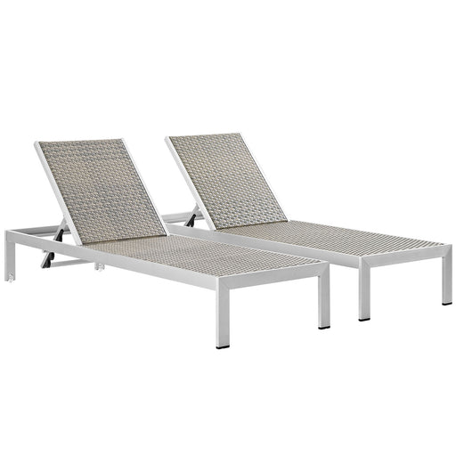 Shore Chaise Outdoor Patio Aluminum 
Set of 2 2477-SLV-GRY-SET