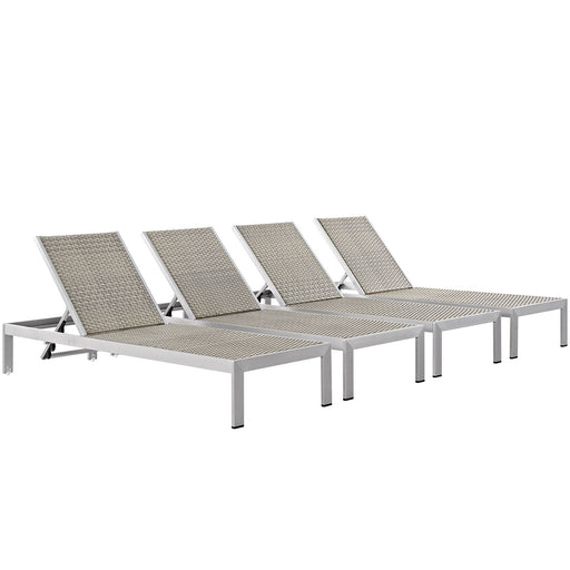 Shore Chaise Outdoor Patio Aluminum Set of 4 2478-SLV-GRY-SET