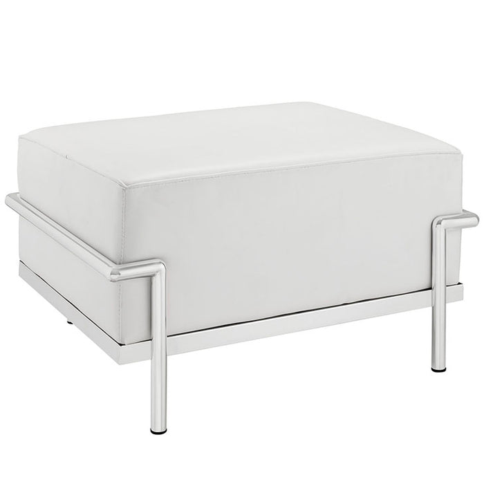 Charles Grande Leather Ottoman 251-WHI