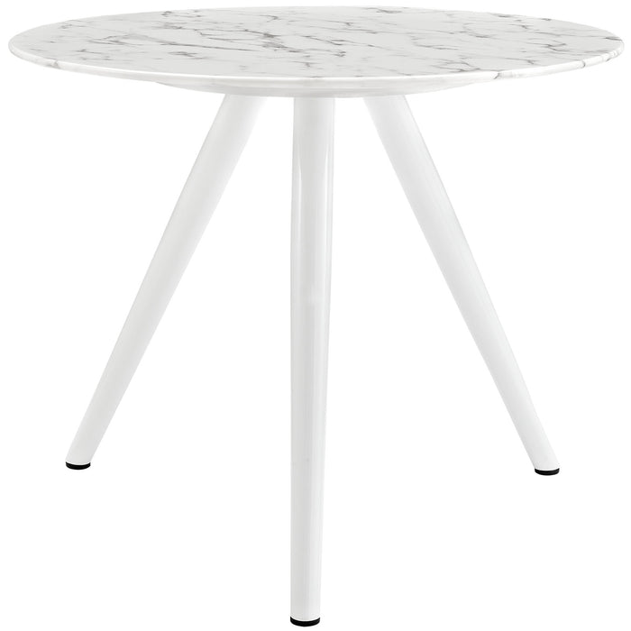 Lippa 36" Round Artificial Marble Dining Table with Tripod Base 2522-WHI