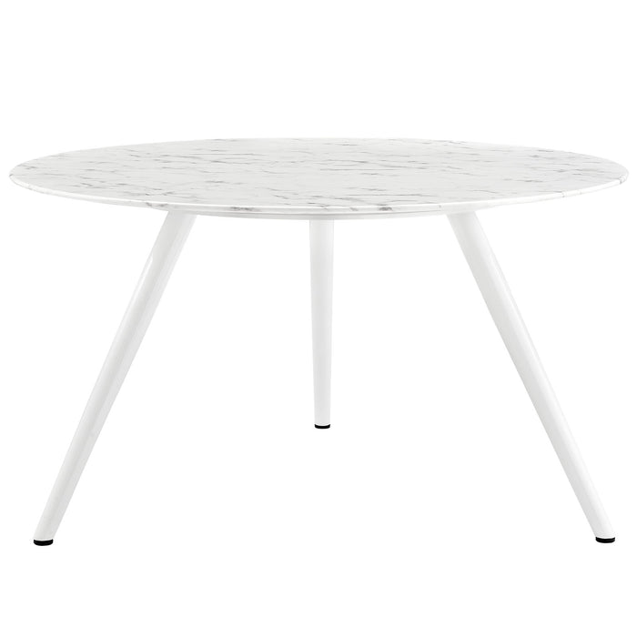 Lippa 54" Round Artificial Marble Dining Table with Tripod Base 2526-WHI