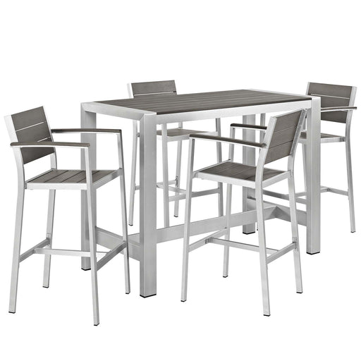 Shore 5 Piece Outdoor Patio Aluminum Dining Set 2588-SLV-GRY-SET