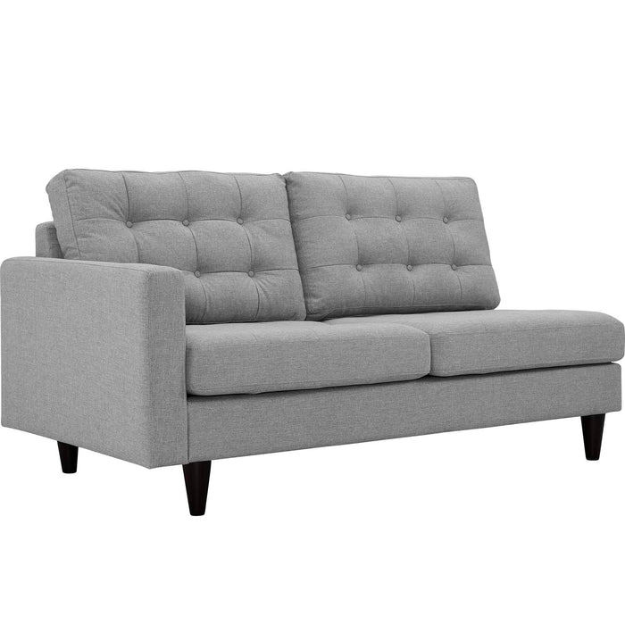 Empress Left-Facing Upholstered Fabric Loveseat 2589-LGR