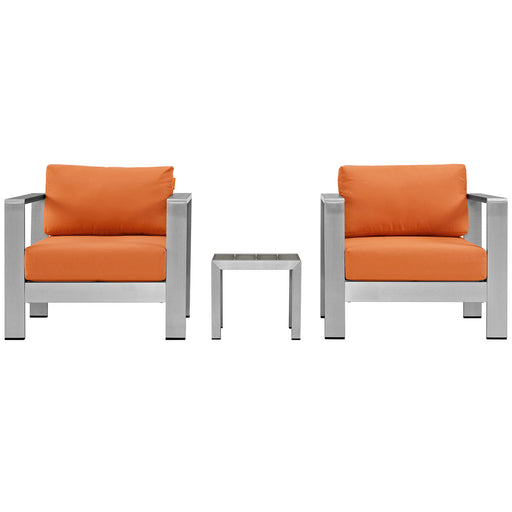 Shore 3 Piece Outdoor Patio Aluminum Set 2599-SLV-ORA