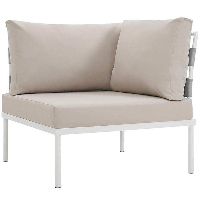 Harmony Outdoor Patio Aluminum Corner Sofa 2601-WHI-BEI