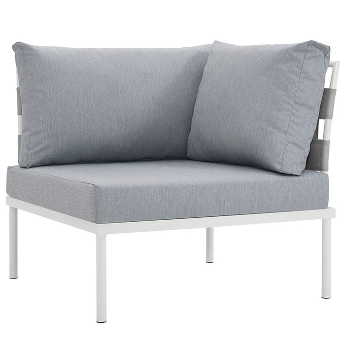 Harmony Outdoor Patio Aluminum Corner Sofa 2601-WHI-GRY