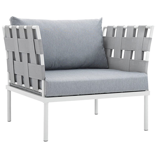 Harmony Outdoor Patio Aluminum Armchair 2602-WHI-GRY