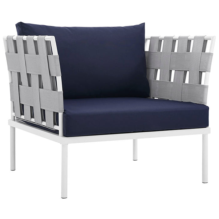 Harmony Outdoor Patio Aluminum Armchair 2602-WHI-NAV