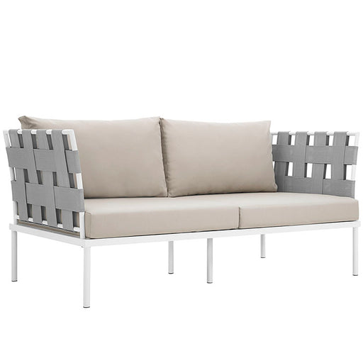 Harmony Outdoor Patio Aluminum Loveseat 2603-WHI-BEI