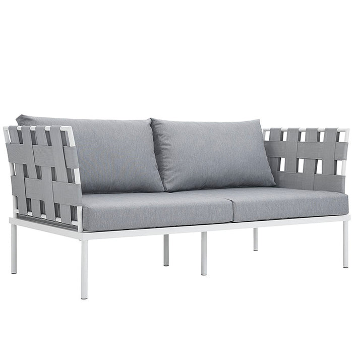 Harmony Outdoor Patio Aluminum Loveseat 2603-WHI-GRY