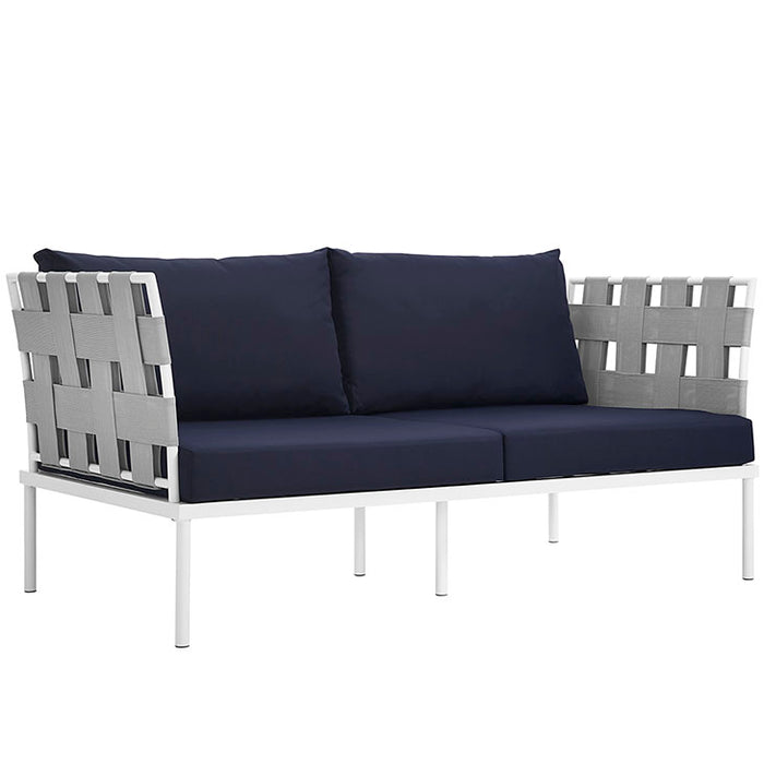 Harmony Outdoor Patio Aluminum Loveseat 2603-WHI-NAV