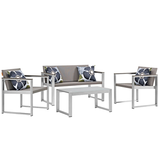 Triumph Outdoor Patio Aluminum Patio Sectional Set with Pillow Set 2607-SLV-GRY