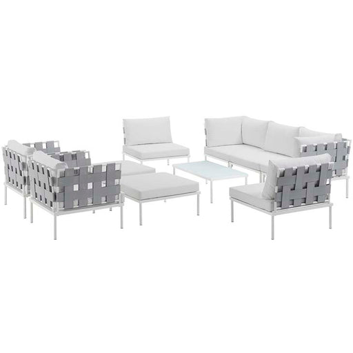 Harmony 10 Piece Outdoor Patio Aluminum Sectional Sofa Set 2616-WHI-WHI-SET