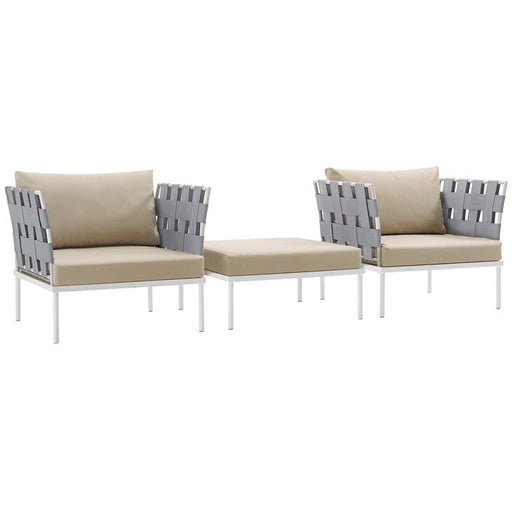 Harmony 3 Piece Outdoor Patio Aluminum Set 2618-WHI-BEI-SET