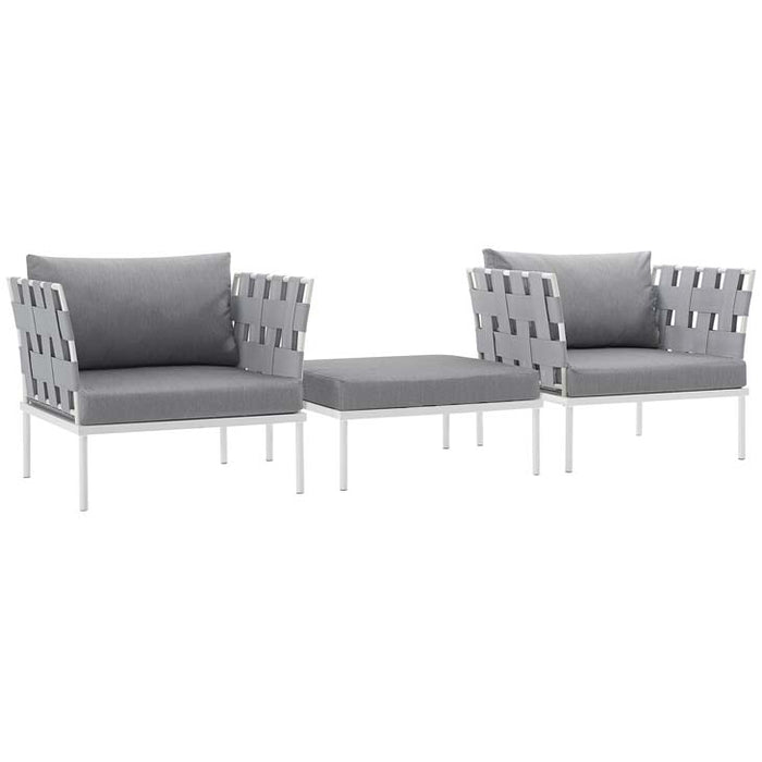 Harmony 3 Piece Outdoor Patio Aluminum Set 2618-WHI-GRY-SET