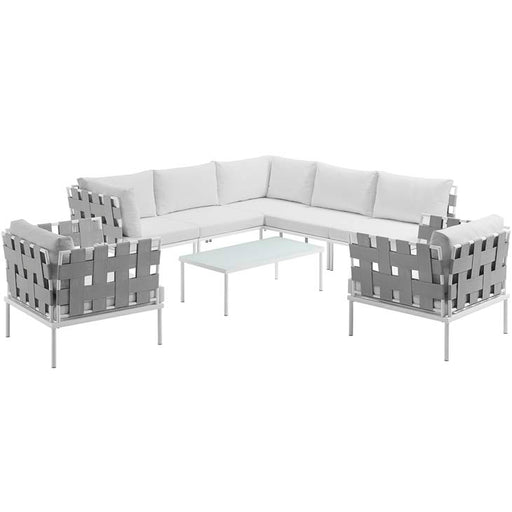 Harmony 8 Piece Outdoor Patio Aluminum Sectional Sofa Set 2619-WHI-WHI-SET