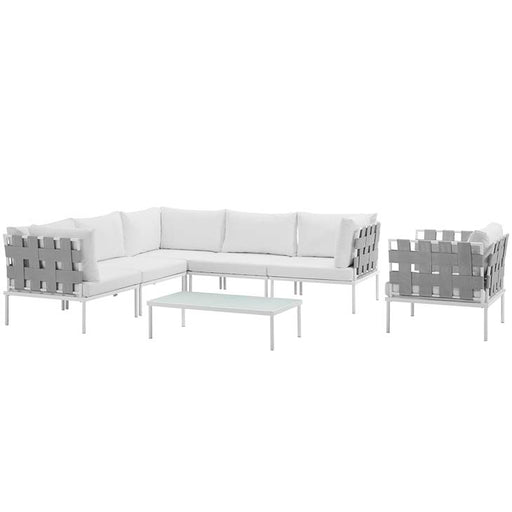 Harmony 7 Piece Outdoor Patio Aluminum Sectional Sofa Set 2620-WHI-WHI-SET