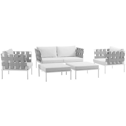 Harmony 5 Piece Outdoor Patio Aluminum Sectional Sofa Set 2621-WHI-WHI-SET