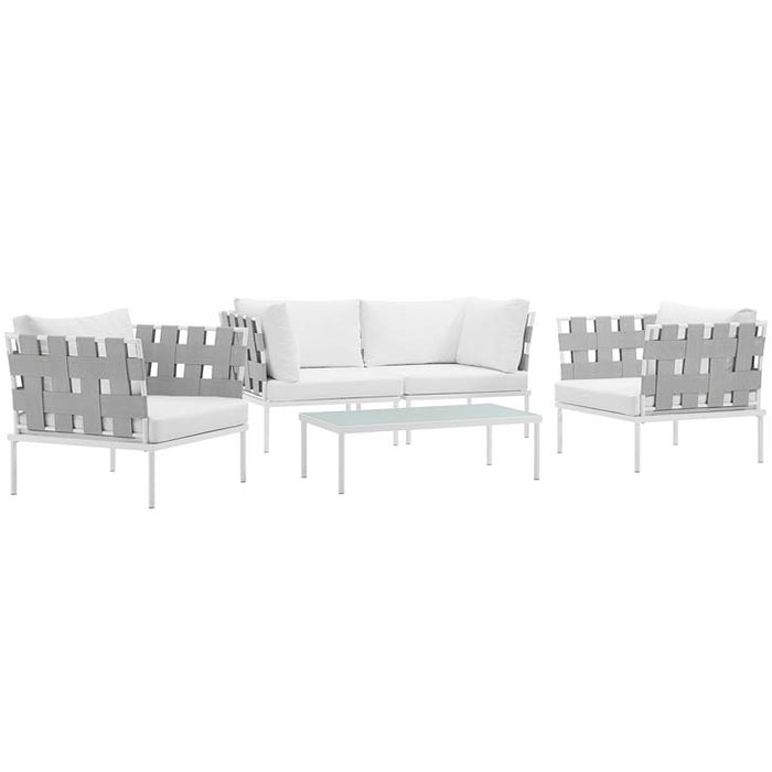 Harmony 5  Piece Outdoor Patio Aluminum Sectional Sofa Set 2623-WHI-WHI-SET