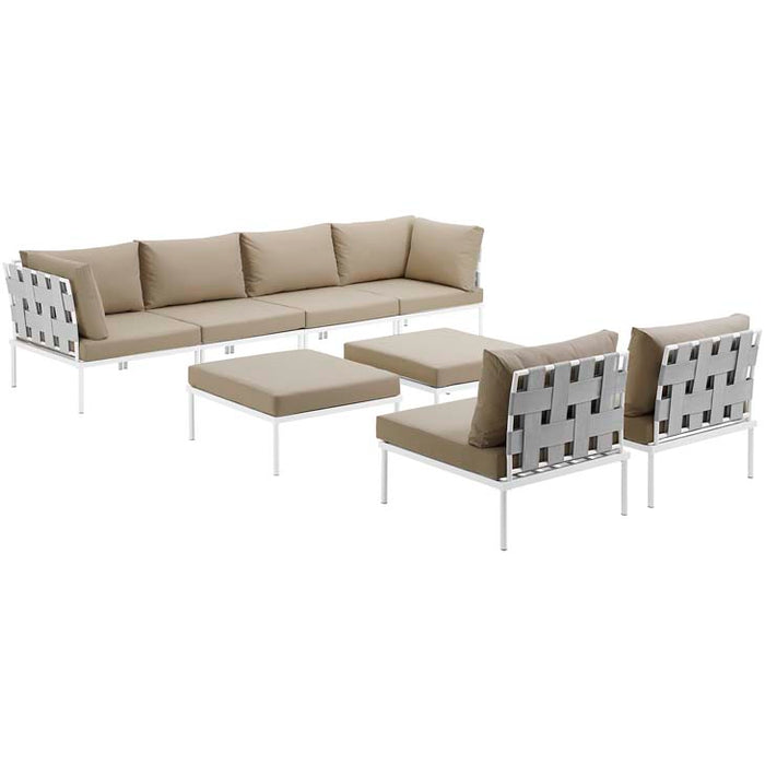 Harmony 8 Piece Outdoor Patio Aluminum Sectional Sofa Set 2624-WHI-BEI-SET