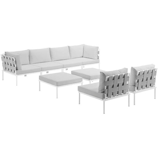 Harmony 8 Piece Outdoor Patio Aluminum Sectional Sofa Set 2624-WHI-WHI-SET