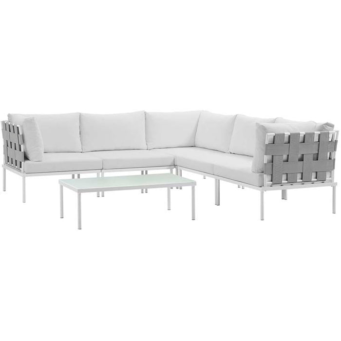 Harmony 6 Piece Outdoor Patio Aluminum Sectional Sofa Set 2627-WHI-WHI-SET