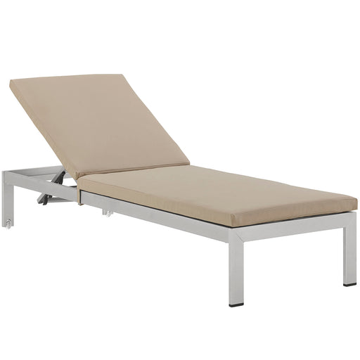 Shore Outdoor Patio Aluminum Chaise with Cushions 2660-SLV-BEI