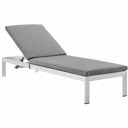 Shore Outdoor Patio Aluminum Chaise with Cushions 2660-SLV-GRY