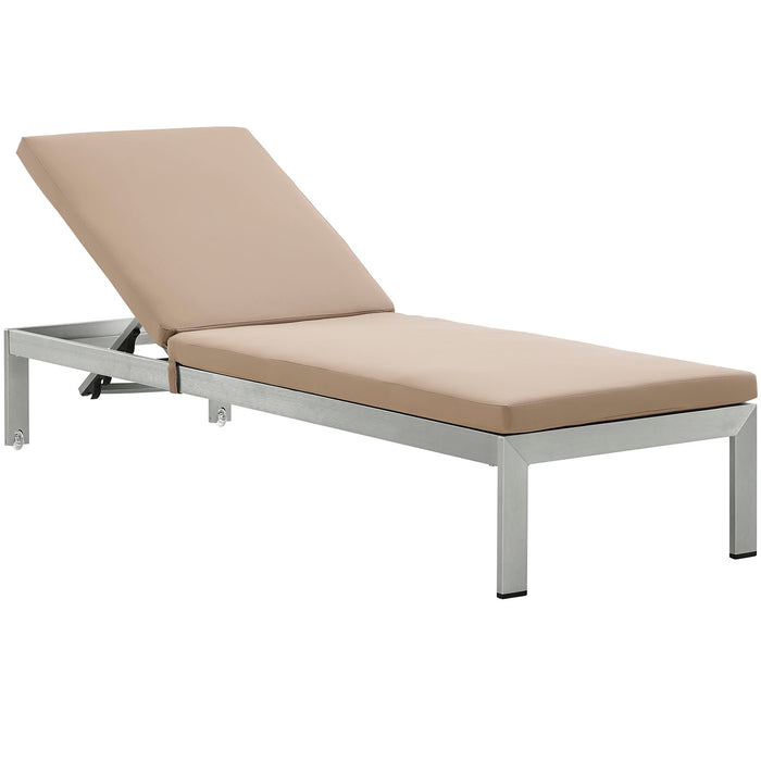 Shore Outdoor Patio Aluminum Chaise with Cushions 2660-SLV-MOC