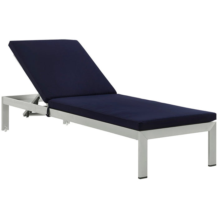 Shore Outdoor Patio Aluminum Chaise with Cushions 2660-SLV-NAV