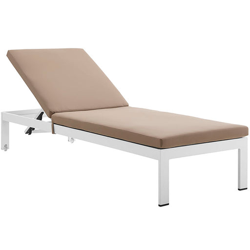 Shore Outdoor Patio Aluminum Chaise with Cushions 2660-WHI-MOC