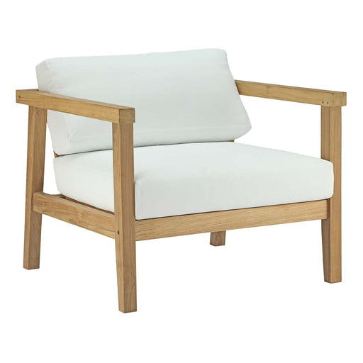 Bayport Outdoor Patio Teak Armchair 2695-NAT-WHI