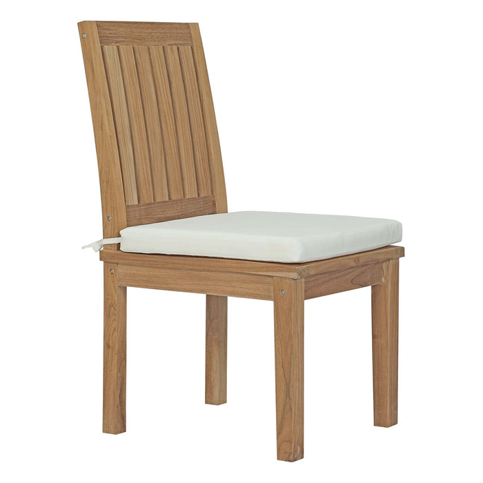 Marina Outdoor Patio Teak Dining Chair 2700-NAT-WHI