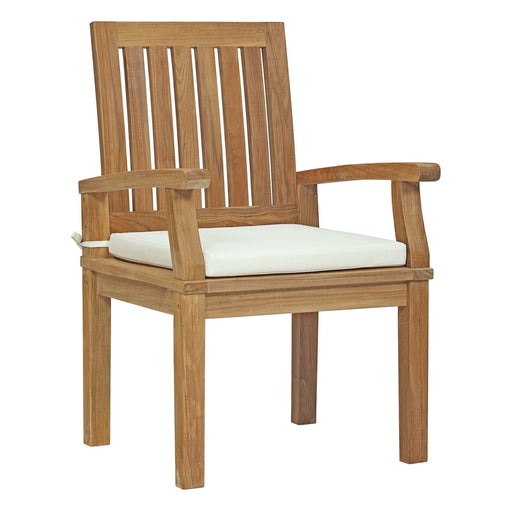 Marina Outdoor Patio Teak Dining Chair 2701-NAT-WHI