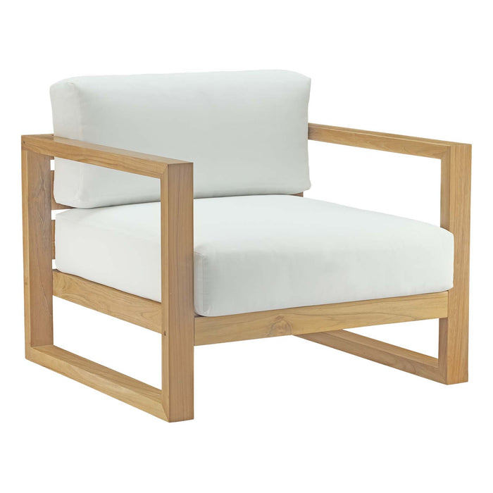 Upland Outdoor Patio Teak Armchair 2706-NAT-WHI